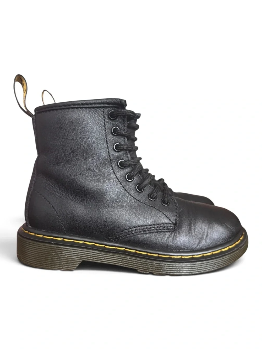 Dr. Martens 1460J Black Leather Kids Combat Boots Side Zip US 12